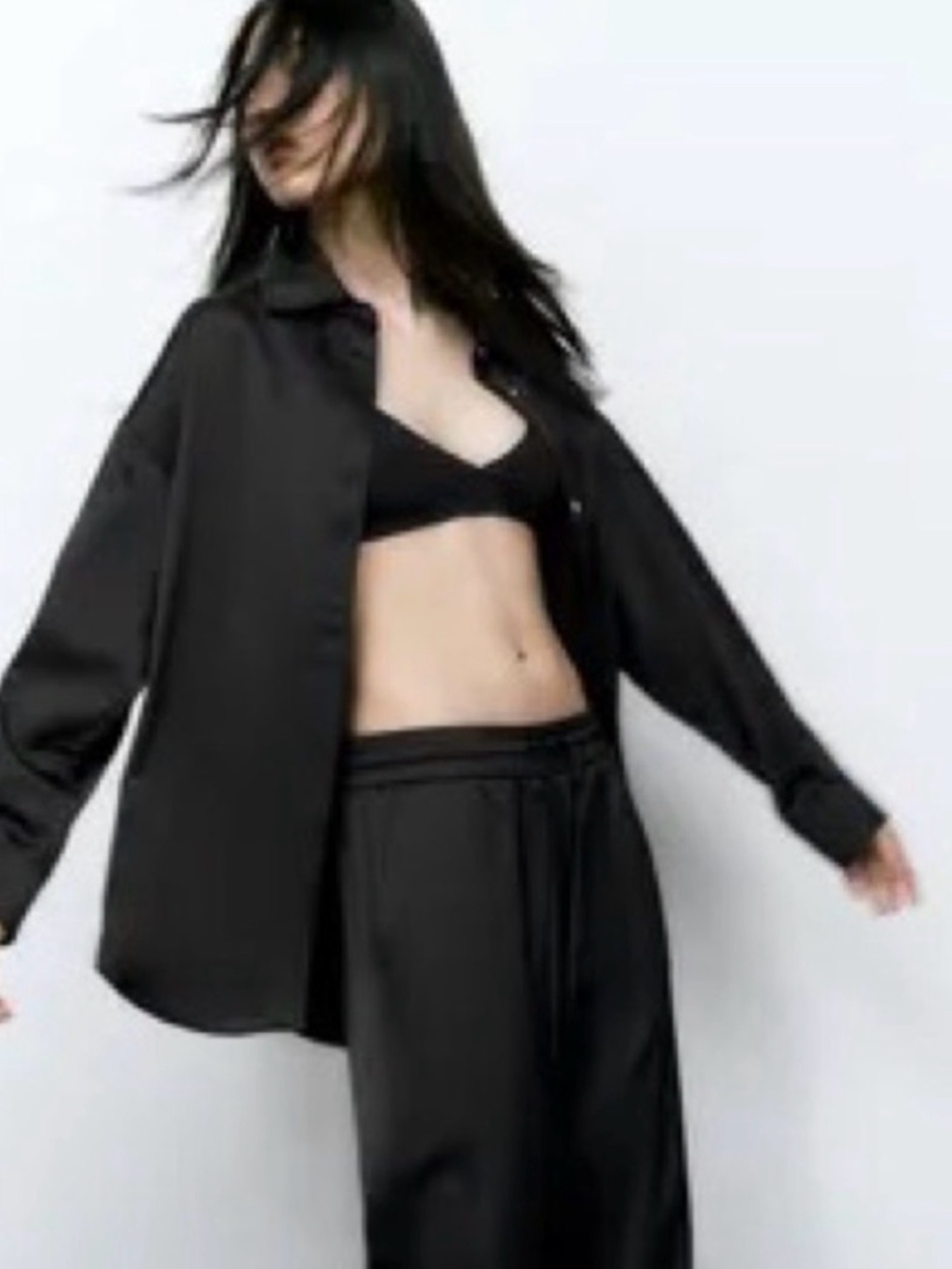 Zara OVERSIZED SATIN EFFECT OVERSHIRT